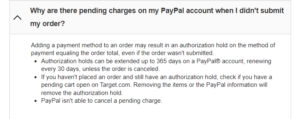 target authorization policy paypal