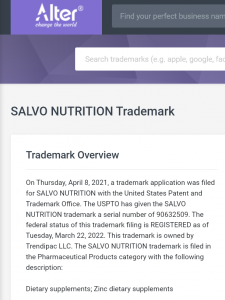 Trendipac Salvo Nutrition